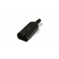 Разъем IEC 60320 C14 220В 10A на кабель (плоские выступающие штыревые контакты в пластиковом обрамлении) прямой Hyperline CON-IEC320C14