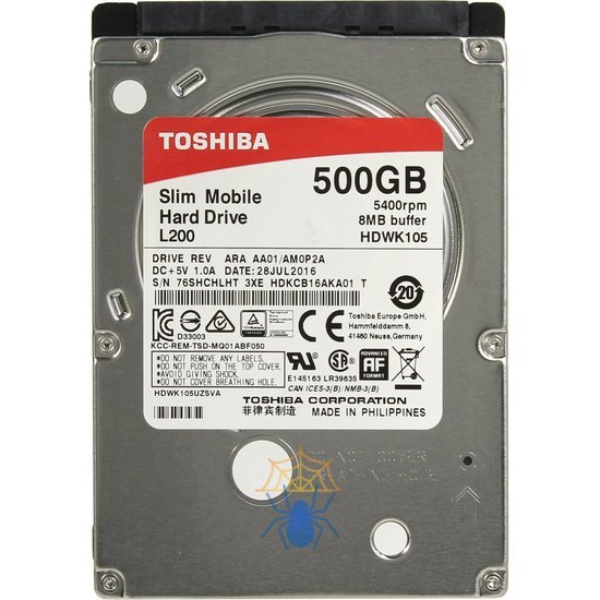 Жесткий диск Toshiba L200 HDD SATA 5.4k 2.5 500 Гб HDWK105UZSVA фото