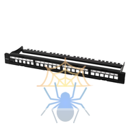 Коммутационная панель SNR, 19" для модулей KeyStone, незагруженная, неэкранированная, 1U, 24 порта, разборная, порты без шторок фото 2