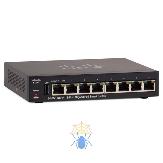 Коммутатор Cisco SG250-08HP 8-Port Gigabit PoE Smart Switch фото