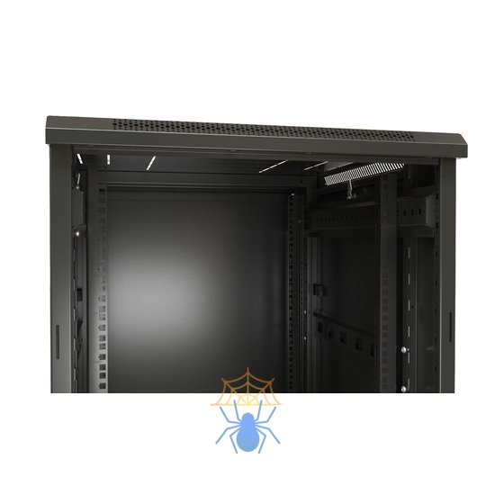 Hyperline TTB-4281-AS-RAL9004 Шкаф напольный 19-дюймовый, 42U, 2055x800х1000 мм (ВхШхГ), передняя дверь стеклянная, задняя дверь сплошная, ручка с замком, 2 вертикальных кабельных организатора, цвет черный (RAL 9004) (разобранный) фото 5