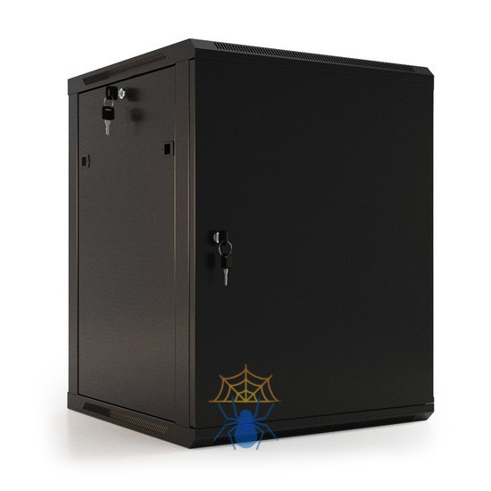 Hyperline TWB-0945-SR-RAL9004 Шкаф настенный 19-дюймовый (19"), 9U, 500x600х450мм, металлическая передняя дверь с замком, две боковые панели, цвет черный (RAL 9004) (разобранный) фото