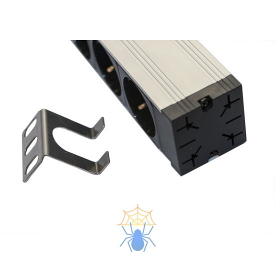 Hyperline SHZ19-8SH-S-2.5EU Блок розеток для 19" шкафов, горизонтальный, 8 розеток Schuko, выключатель с подсветкой, кабель питания 2.5м (3х1.5мм2) с вилкой Schuko 16A, 250В, 482.6x44.4x44.4мм (ШхГхВ), корпус алюминий фото 4