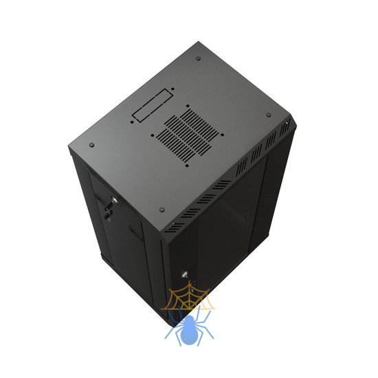 Hyperline TDB-6U-GP-RAL9004 Шкаф настенный 10'', 6U, 366,5х390х300, уст. размер 254 мм, со стеклянной дверью, открывающиеся стенки, возможность установки вентилятора, цвет черный (RAL 9004) (собранный) фото 3