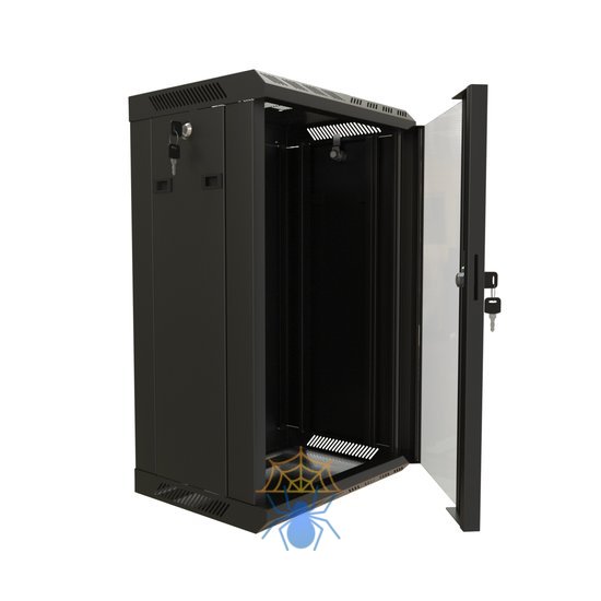 Hyperline TDB-6U-GP-RAL9004 Шкаф настенный 10'', 6U, 366,5х390х300, уст. размер 254 мм, со стеклянной дверью, открывающиеся стенки, возможность установки вентилятора, цвет черный (RAL 9004) (собранный) фото 6