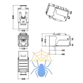 Hyperline KJ9-8P8C-C5e-90-SH-F-WH Вставка Keystone Jack RJ-45(8P8C), категория 5e, экранированная фото 2