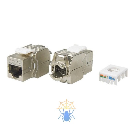 Hyperline KJ8-8P8C-C5e-180-TLS-SH-F-WH Вставка Keystone Jack RJ-45(8P8C), категория 5e, экранированная, тип 180 градусов, Toolless, белая фото