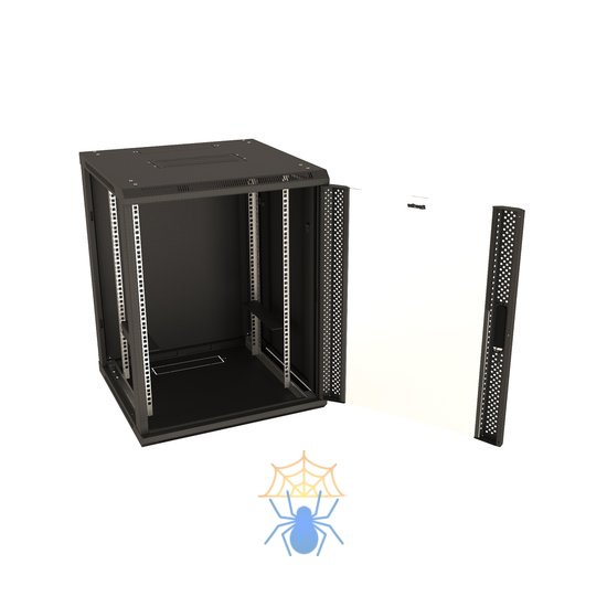 Hyperline TWB-2245-GP-RAL9004 Шкаф настенный 19-дюймовый (19"), 22U, 1086x600х450мм, стеклянная дверь с перфорацией по бокам, ручка с замком, цвет черный (RAL 9004) (разобранный) фото 6