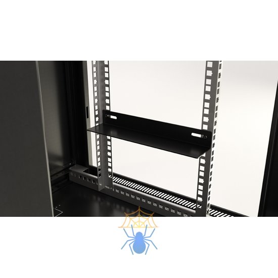 Hyperline TWB-1845-GP-RAL9004 Шкаф настенный 19-дюймовый (19"), 18U, 908x600х450мм, стеклянная дверь с перфорацией по бокам, ручка с замком, цвет черный (RAL 9004) (разобранный) фото 3