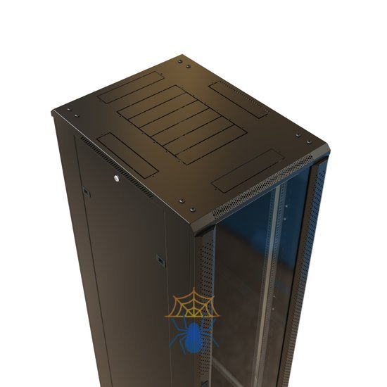 Шкаф серверный WRline (WR-TT-4261-AS-RAL9004) напольный 42U 600x1000мм пер.дв.стекл задн.дв.стал.лист 2 бок.пан. 800кг черный 910мм 2055мм IP20 сталь фото 3