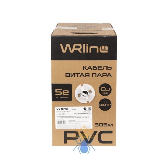 Кабель информационный WRline WR-UTP-4P-C5E-PVC-GY кат.5E U/UTP 4X2X24AWG PVC внутренний 305м серый фото
