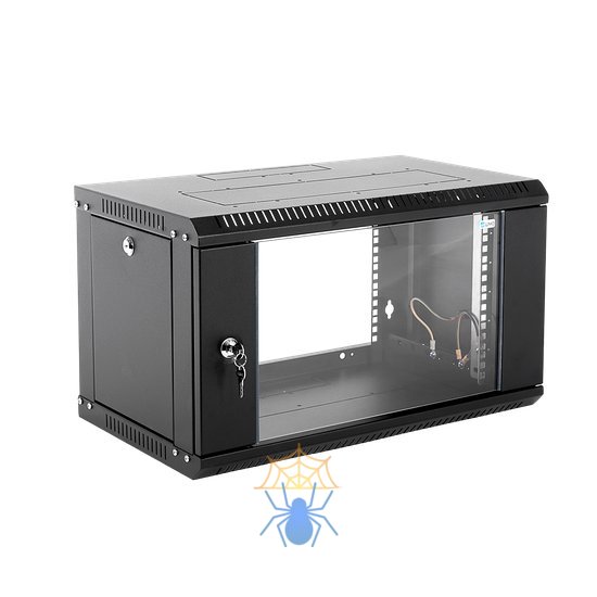 Шкаф телекоммуникационный настенный разборный 6U (600 × 650) дверь стекло, цвет черный, 30144235210 фото