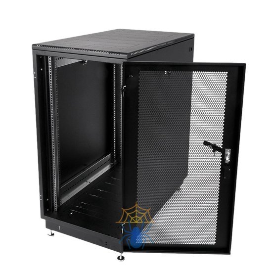 Шкаф телекоммуникационный напольный 27U (600 × 1000) дверь перфорированная 2 шт., цвет черный фото 5