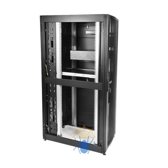 Шкаф серверный ПРОФ напольный 48U (600 × 1000) дверь перф., задние двойные перф., черный, в сборе фото 2