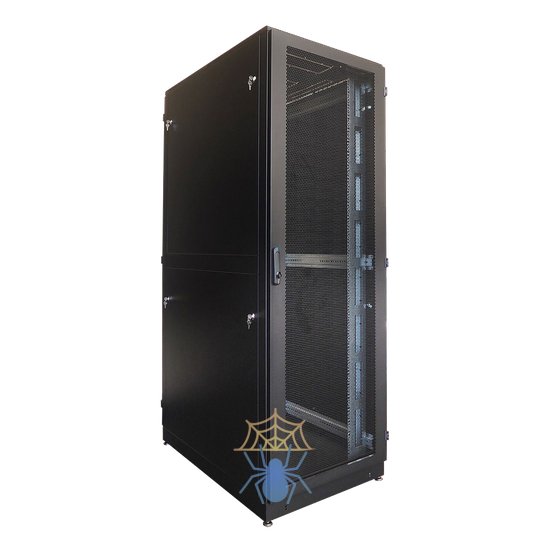 Шкаф ЦМО Шкаф серверный напольный 48U (800  1200) дверь перфорированная, задние двойные перфорированные, цвет черный фото