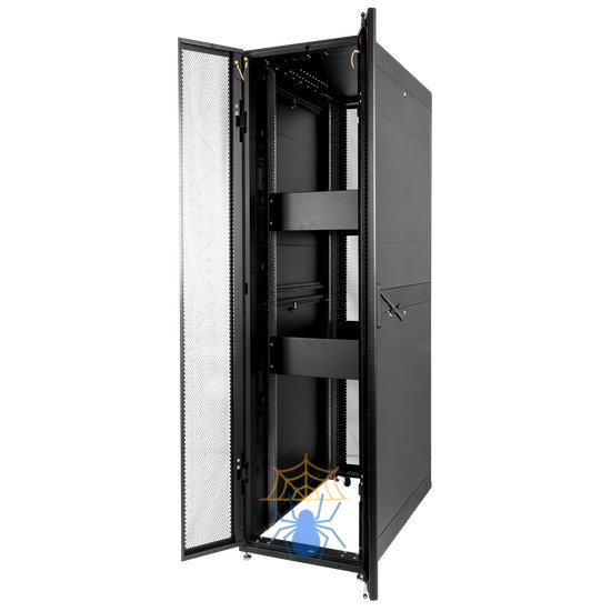Шкаф серверный ПРОФ напольный 42U (600 × 1000) дверь перф., задние двойные перф., черный, в сборе фото 6