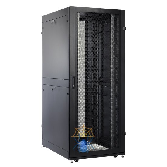 Шкаф серверный ПРОФ напольный 48U (800 × 1200) дверь перф. 2 шт., черный, в сборе фото