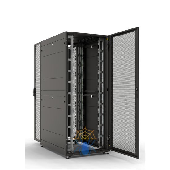 Шкаф серверный ПРОФ напольный 48U (800 × 1200) дверь перф. 2 шт., черный, в сборе фото 6