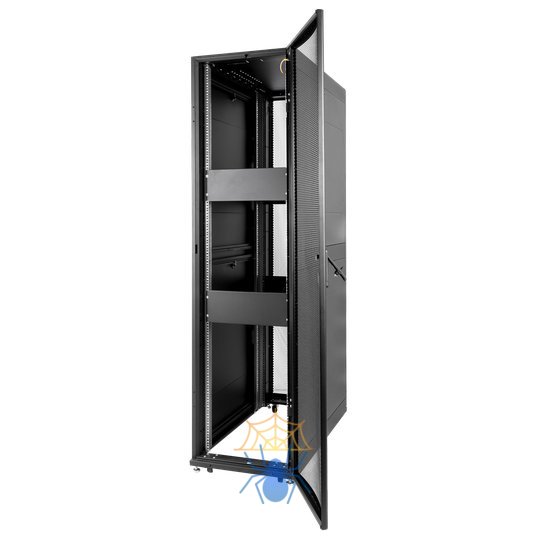 Шкаф серверный ПРОФ напольный 42U (600 × 1000) дверь перф., задние двойные перф., черный, в сборе фото 7