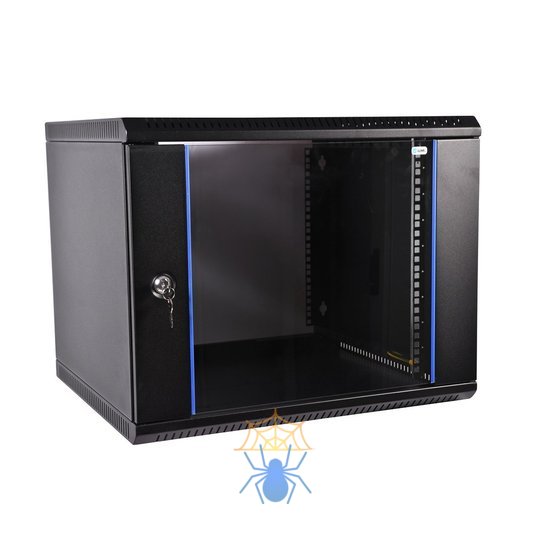 Шкаф телекоммуникационный настенный разборный ЭКОНОМ 12U (600 × 650) дверь стекло цвет черный фото