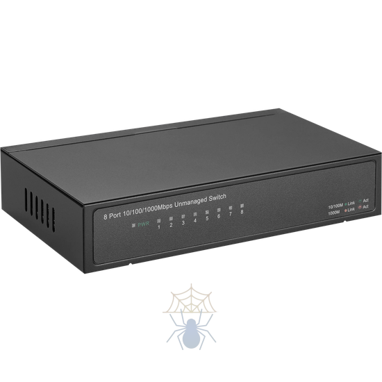 S1508D Коммутатор 8-port gigabit unmanaged switch (8 1000 Base-T ports, single AC220Vpower supply; heat dissipation, desktop installation фото 2