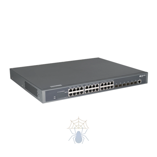 S3900-24T6X Коммутатор 24 GE TX ports, 6 10GE/GE SFP+ ports; 2 power slots with 1 hot-swap AC220V power supply; the cooling fan, 1U, standard 19-inch rack-mounted installation, 1 RJ45 console port фото 3