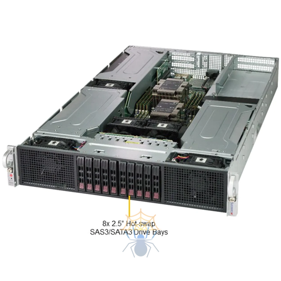 Платформа Supermicro 2U 2029GP-TR, до двух процессоров Intel Scalable, DDR4, 10x2,5" HDD SATA, 2 порта 1000Base-T, до шести графических ускорителей фото 2