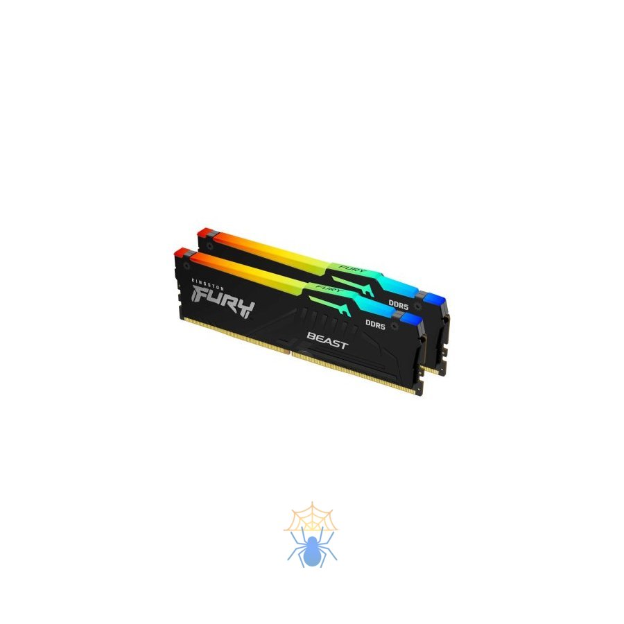 Память DDR5 2x32GB 5200MHz Kingston KF552C36BBEAK2-64 Fury Beast Expo RGB RTL Gaming PC5-41600 CL36 DIMM 288-pin 1.25В kit single rank с радиатором Ret фото