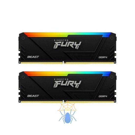 Память DDR4 2x16GB 3200MHz Kingston KF432C16BB12AK2/32 Fury Beast RGB RTL Gaming PC4-25600 CL16 DIMM 288-pin 1.35В dual rank с радиатором Ret фото