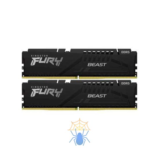 Memory Module KINGSTON Fury Beast DDR5 Общий объём памяти 8Гб Module capacity 16Гб Количество 2 5600 МГц Радиатор Множитель частоты шины 40 1.25 В черный KF556C40BBK2-16 фото