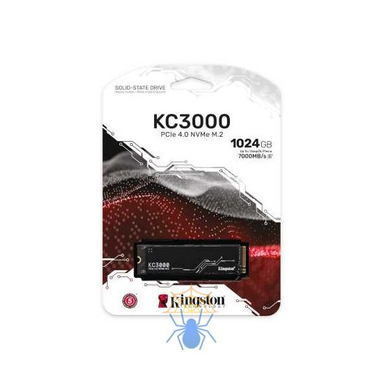 SSD KINGSTON 1Тб Скорость записи 6000 Мб/сек. Скорость чтения 7000 Мб/сек. TBW 1 Тб Время наработки на отказ 1800000 ч. SKC3000S/1024G фото 3
