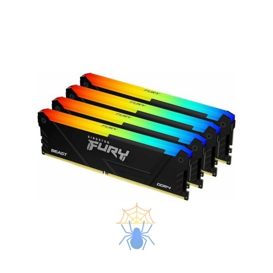 Память DDR4 4x32GB 3600MHz Kingston KF436C18BB2AK4/128 Fury Beast Black RGB RTL Gaming PC4-28800 CL18 DIMM 288-pin 1.35В dual rank с радиатором Ret фото