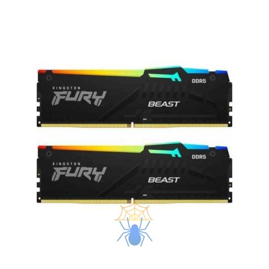 Память DDR5 2x32GB 4800MHz Kingston KF548C38BBAK2-64 Fury Beast RGB RTL Gaming PC5-38400 CL38 DIMM 288-pin 1.1В Intel single rank с радиатором Ret фото