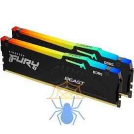 Память DDR5 2x32GB 5200MHz Kingston KF552C36BBEAK2-64 Fury Beast Expo RGB RTL Gaming PC5-41600 CL36 DIMM 288-pin 1.25В kit single rank с радиатором Ret фото