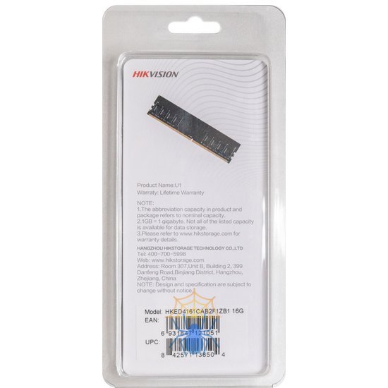 Память DDR4 16Gb 3200MHz Hikvision HKED4161CAB2F1ZB1/16G RTL PC4-25600 CL18 DIMM 288-pin 1.35В Ret фото 4