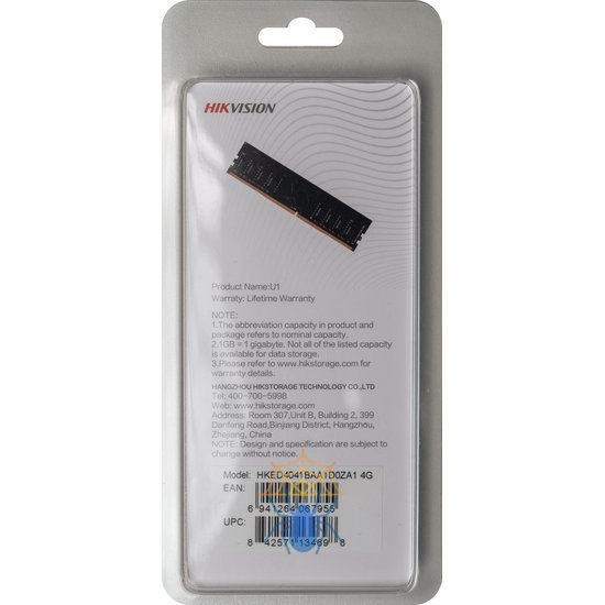 Память DDR4 4Gb 2666MHz Hikvision HKED4041BAA1D0ZA1/4G RTL PC4-21300 CL19 DIMM 288-pin 1.2В Ret фото 2