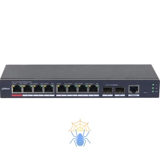 Коммутатор Dahua DH-S4210-8GT-110 (L2) 10x1Гбит/с 2SFP 8PoE 110W управляемый фото