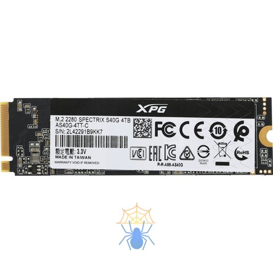 Накопитель SSD A-Data PCI-E 3.0 x4 4Tb AS40G-4TT-C S40G RGB M.2 2280 фото 2