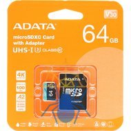 Карта памяти MICRO SDXC 64GB W/ADAP. AUSDX64GUI3V30SA2-RA1 ADATA фото 3