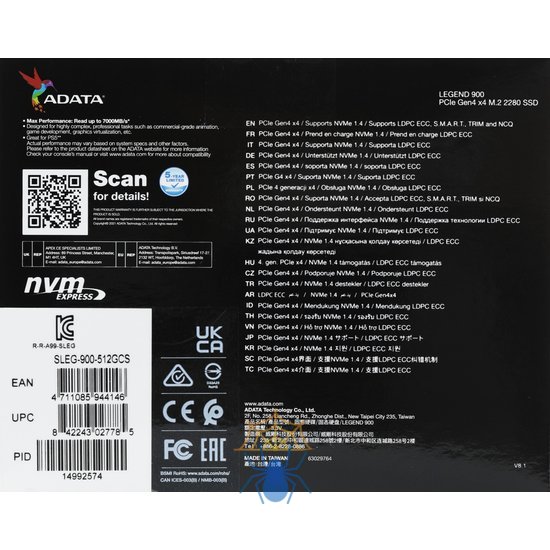 SSD жесткий диск M.2 2280 512GB SLEG-900-512GCS ADATA фото 6