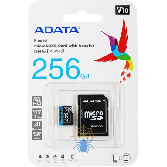 Карта памяти MICRO SDXC 256GB W/AD. AUSDX256GUICL10A1-RA1 ADATA фото 2