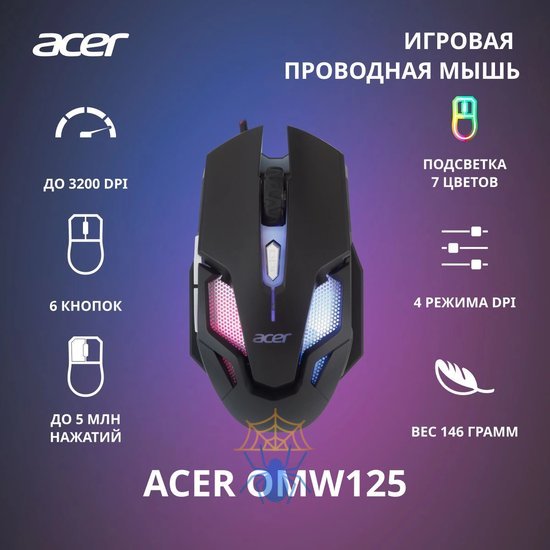 Мышь Acer OMW125 ZL.MCEEE.00Z фото 2