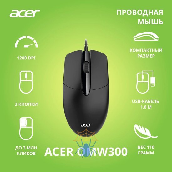 Мышь Acer OMW300 ZL.MCECC.01W фото 2