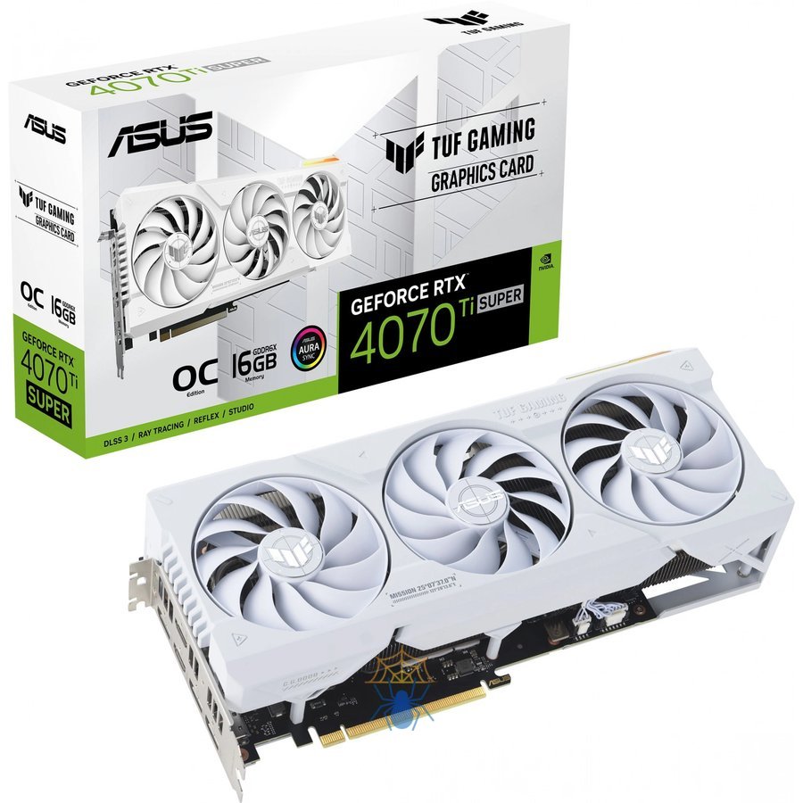 Видеокарта Asus PCI-E 4.0 TUF-RTX4070TIS-O16G-WHITE-GAMING NVIDIA GeForce RTX 4070TI Super 16Gb 192bit GDDR6X 2640/21000 HDMIx2 DPx3 HDCP Ret фото 12