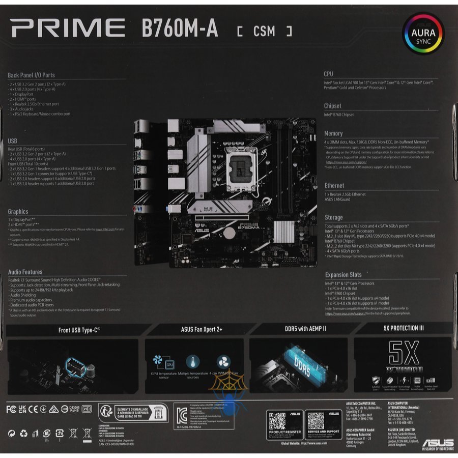 Материнская плата Asus PRIME B760M-A-CSM Soc-1700 Intel B760 4xDDR5 mATX AC`97 8ch(7.1) 2.5Gg RAID+HDMI+DP фото 17