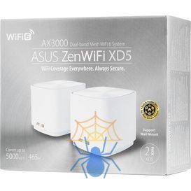 Бесшовный Mesh роутер Asus ZenWiFi XD5 (XD5 (W-2-PK)) AX3000 10/100/1000 компл.:устройство/крепления/адаптер белый (упак.:2шт) фото 11