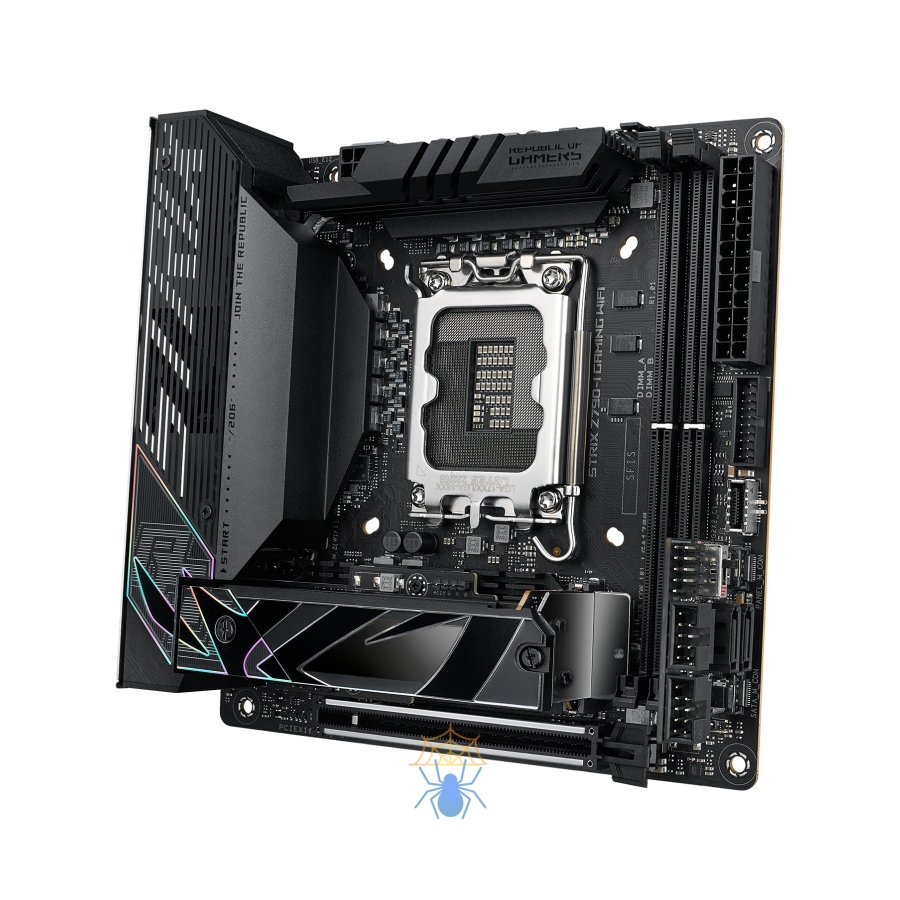 Материнская плата ASUS ROG STRIX Z790-I GAMING WIFI, LGA1700, Z790, 2*DDR5, 2*SATA, 2*M.2, 5*USB 3.2, 2*USB 2.0, 2*USB4, 1*PCIx16, DP+HDMI, mITX; 90MB1CM0-M0EAY0 фото 3