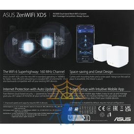 Бесшовный Mesh роутер Asus ZenWiFi XD5 (XD5 (W-2-PK)) AX3000 10/100/1000 компл.:устройство/крепления/адаптер белый (упак.:2шт) фото 12