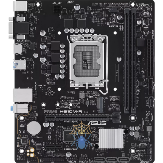 Материнская плата Asus PRIME H610M-R-SI Soc-1700 Intel H610 2xDDR5 mATX AC`97 8ch(7.1) GbLAN+VGA+HDMI+DP White Box фото