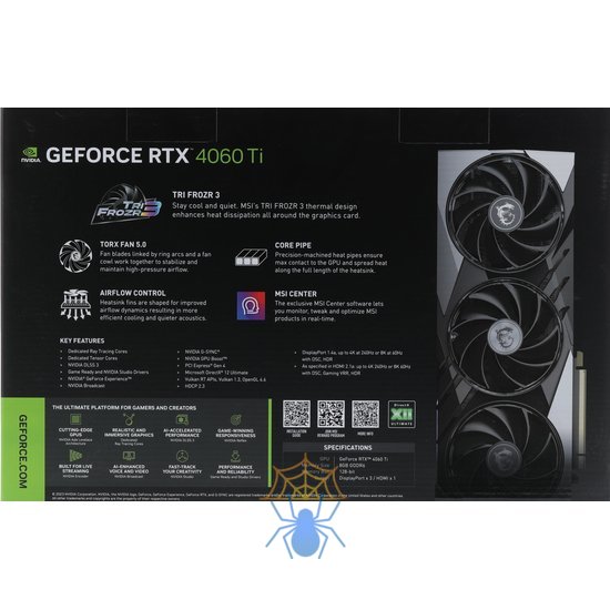 Видеокарта NVIDIA GeForce RTX 4060 Ti MSI 8Gb RTX 4060 Ti GAMING X SLIM 8G фото 9